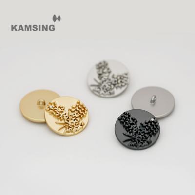 China KAMSING Knobs - Dry Cleaning Metal With Engraved Designs On The Shank Logo Exterior Custom Knobs For Women Or Men Coat for sale