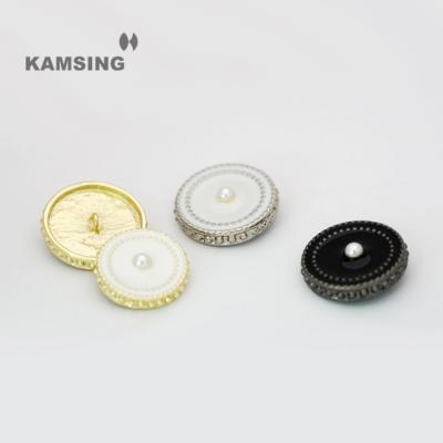 China KAMSING-dry cleaning shop factory design plated pearl zinc alloy buttons for women's coat and access cuff for sale