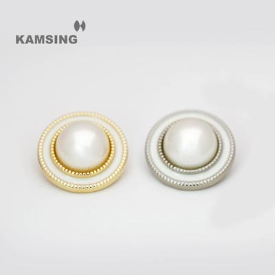 China KAMSING-Factory Design Half Dry Cleaning Ball Pearl Shape Metal Buttonn For Garment Accessories For Women Shirt /Coat for sale