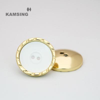 China Dry cleaning KAMSING -2 holes gold plated metal buttons for ladies coats clothes and cufflinks for sale