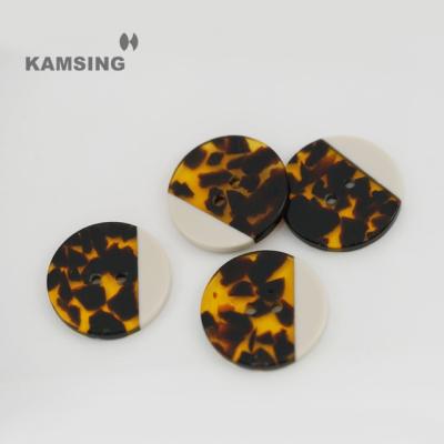 China KAMSING- 27mm Round Dry Cleaning Cellulose Acetate Plastic Customize Size Plastic Resin Sewing Buttons For Fashion Female Clothes for sale