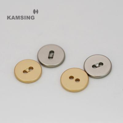 China Kamsing Manufacture Original Nickel Free Metal 2 Hole Sleeves Buttons Custom Size Zinc Alloy Sewing Button For Shirt Blouse for sale