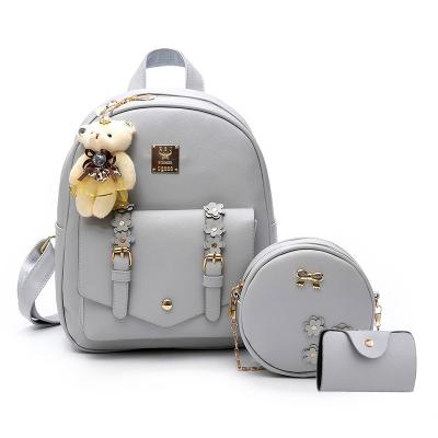 China Waterproof female Korean version PU mother fashionable soft leather printed lady bags shoulder travel small backpack student schoolbag for sale