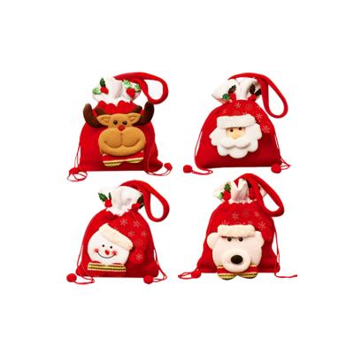 China Eco-friendly Wholesale Lovely Cute Decoration Christmas Candy Drawstring Gift Bag For Kids for sale