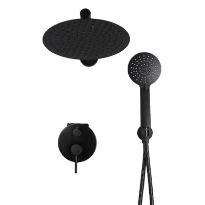 China With Shower Sliding Bar Black Bathroom Brassshower Hot And Cold Mixer In Wall Mounted Concealed Rain Shower Set for sale