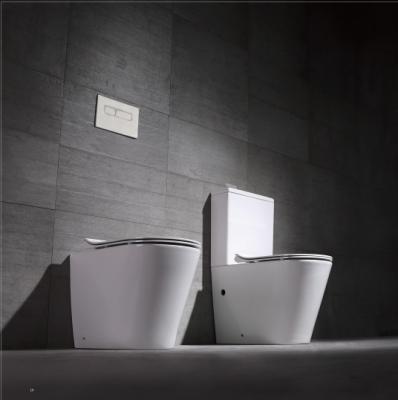 China Double-Flow Filigree Ceramic WC Two Piece Piss Water Saving Flush Rounded Double Toilet For Hotel Bathroom for sale