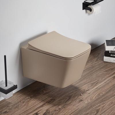 China One Piece OEM Brown Ceramic Wall Hung Toilet Bowl Cistern Bathroom for sale