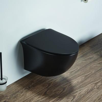 China One Piece Ceramic Black Wall Hung Tank Bathroom Toilet Seat for sale