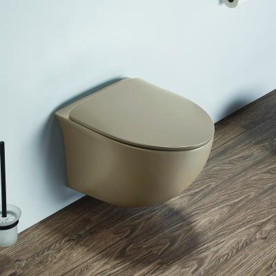 China Hidden Ceramic Wall Hung Tank Bathroom Brown One Piece Toilet Seat for sale