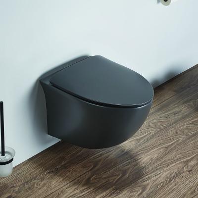 China Concealed Tank Bathroom One Piece Ceramic Dark Grey Wall Hung Toilet Seat for sale