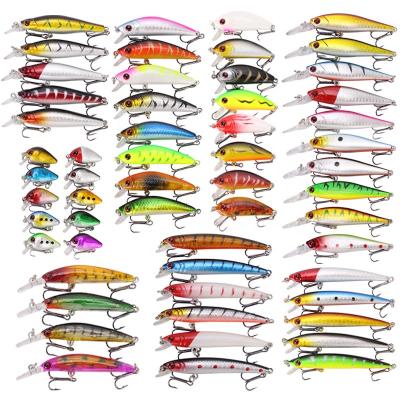 China 56pcs/set Plastic Minnow Lure Set Artificial Combo Bait Fishing Lure Kit for sale