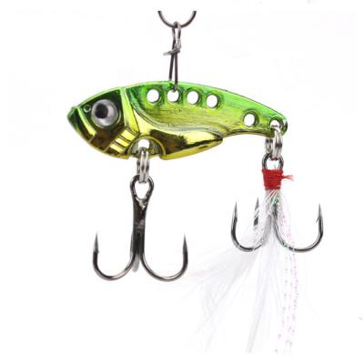 China Anti Corrosion 5.5cm 12g 3 Color Metal Artificial Lure With Fishhook Vib Treble Lure for sale