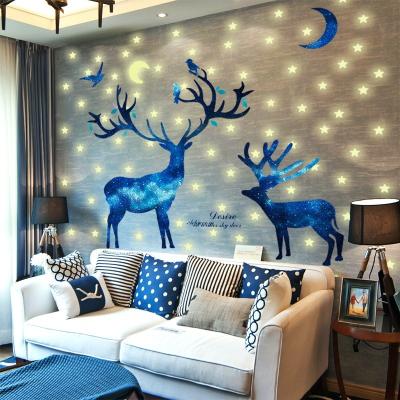 China Home Wall Sticker PVC Vinyl Fluorescence Kids 3D Mosaic Decoration Fluorescence Self-adhesive Wallpapers Waterproof For Living Room for sale