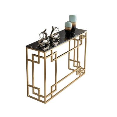 China (Other) Nordic Modern Luxury Furniture Living Room Rectangle Side Table Gold Metal Adjustable Home Entryway Tables Console Table With Mirror for sale