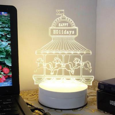 China Lighting Functions 3D Illusion Night Light Hot Sale Crystal Custom Design Hotel Decor LED Desk Lamp for sale