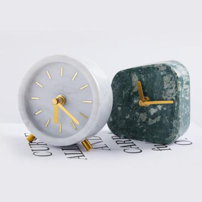 China New Simple Style Clock Marble Desk And Table Clock Digital Alarm Clock Nordic Home Decor for sale