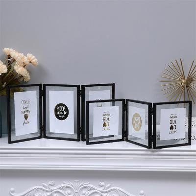 China Creative Simplicity Desktop Decoration Home Gift Photo Frame Folding Triple Fold Nordic Style Photo Frame for sale