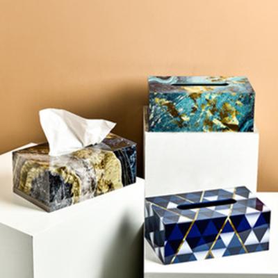 China Put a retro painted napkin paper towel storage box household marble pattern paper towel box for sale