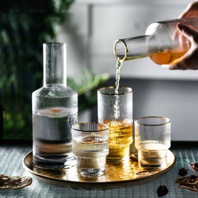 China Phnom Penh Vertical Stripe Juice Glass Household Kettle Home Eco-friendly Nordic Glass Creative Decor for sale