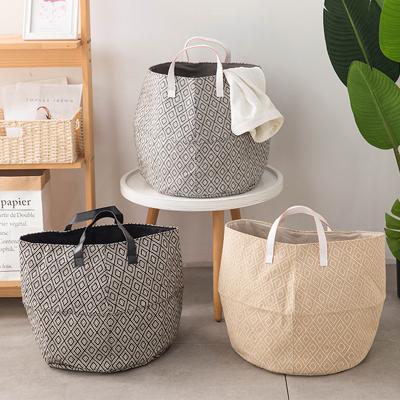 China Sustainable Household Items Laundry Bag Simple Cotton Folding Style Wash Dirty Clothes Hamper for sale