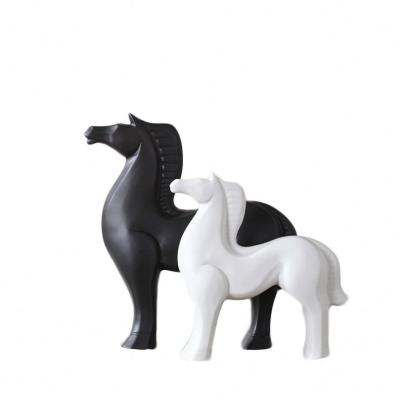 China 100% Handmade Nordic Style Porcelain Abstract Horse Sculptures Statues Table Home Decor Luxury for sale