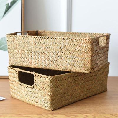 China Nature Plant Woven Pot Nursery Laundry Bag Decor Stocked Belly Storage Basket Organizer for sale