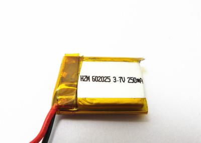 China Portable Television MP4 MP3 Player Battery , 602025 3.7 V 250mah Lipo Battery for sale