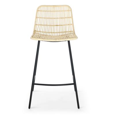 China Two Piece Paper Rope Seat Set Modern Design Bar Furniture Paper Weaving Rope Weaving Seat Rattan Chair Dining Stools Bar Chairs for sale