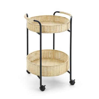 China 2022 Eco-friendly Storage Organizer Rack Rattan 2-Tier Basket Shelf New As Organizer Storage Dining Frame AndRattan Rack Basket Shelf for sale