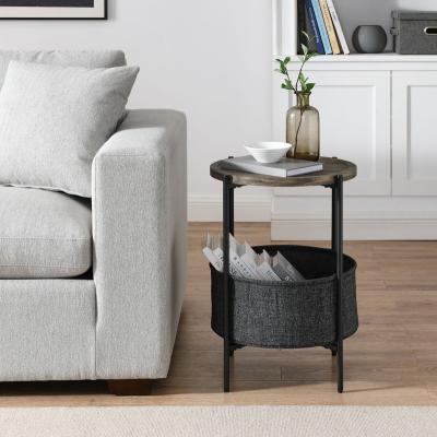 China Round Storage Basket End Table with Storage Basket for Office Cafe Home Living Room School Bookcase End Table Coffee Table Set for sale