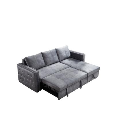 China Reclining Sectional Pulled Out Sofa Bed 2 Seats Sofa And Reversible Chaise With Storage Armrest Couch Sofa Bed for sale