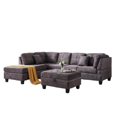 China Chinese Style Convertible Design Plus Storage Sectional Corner Upholstered Sofas Living Room Sofa for sale