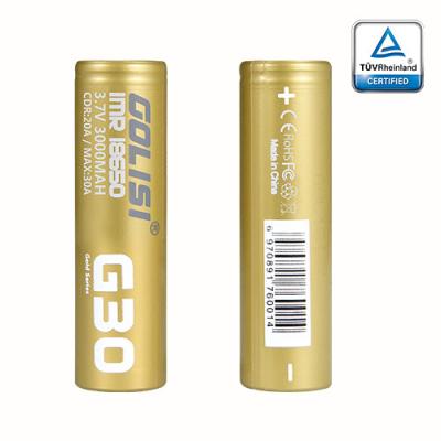 China Toys wholesale rechargeable 3.7V lithium ion GOLISI G30 18650 battery 3000mAh 20A for sale