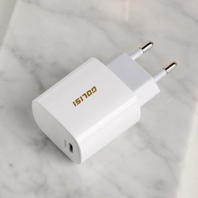 China Custom high quality 20w EU/US/AU mobile phone logo fast charging palladium plug in left type c usb wall fast charger for smartphone for sale