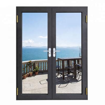 China American Style Heat Break Aluminum Hurricane Impact Sound Insulation Double Glazed French Doors for sale