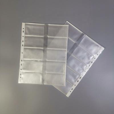 China 11 Punch Hole PP Clear Plastic Card Holder 10 Pockets Page Sheet Waterproof Clear Protector for Storage Binding for sale