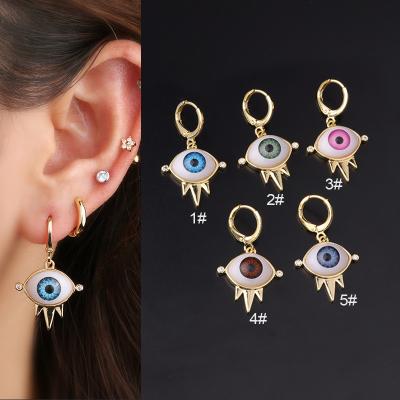 China New YW FASHION Bohemia Eye Stud Earring Stainless Steel Circle Earlobe Piercing Dangle Earring For Women for sale