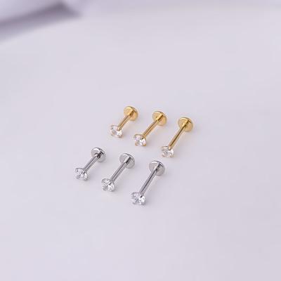 China FASHION YW 16g Stainless Steel Labret Lip Piercing Crystal Ball Helix Tragus Conch Cartilage Piercing Earrings Monroe Lip Stud 6/8/10mm for sale