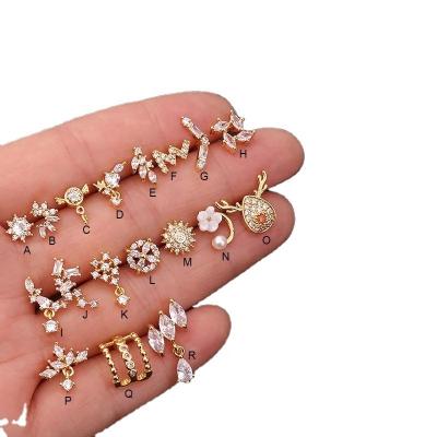 China Wholesale FASHIONABLE YW new arrival flower shell CZ women ear tragus rim helix daith con jewelry piercing stud for sale