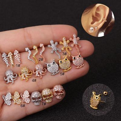 China FASHIONABLE Conch Ear Stud Earring 20g Stainless Steel Tragus Helix Zircon YW CZ Piercing Jewelry for sale