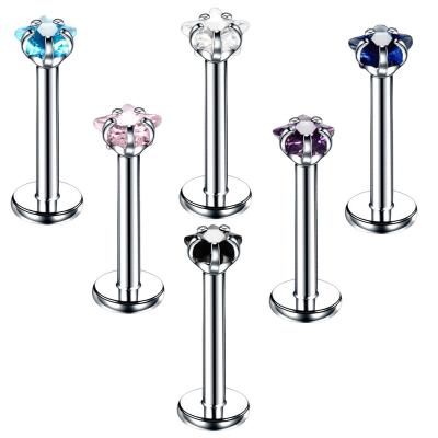 China FASHIONABLE YW Stainless Steel Five-pointed Star Shape 3A Zircon Nose Studs Stud Body Piercing Jewelry Diamond Earring Lip Nose Studs for sale