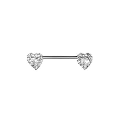 China Wholesale FASHIONABLE Unique Ring Barbells CZ Crystal Heart Shaped Paved Nipple Piercing Jewelry YW Nipple Shield for sale