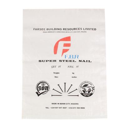 China Recycled Materials Custom Logo Material White Plastic Nail Bag Construction Using PP Woven Building Sandbags for sale