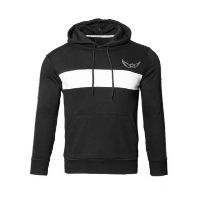 China Custom Color Print Anti-wrinkle Cotton Polyester Black Men Pullover Hoodie for sale