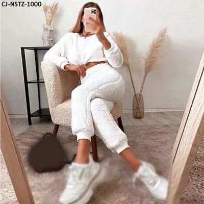 China Newest Anti-wrinkle women two-piece set clothing fashion winter hairy women 2020 new thicken warm sweater two-piece set for sale