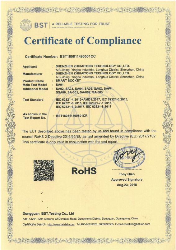 RoHS - Shenzhen Xin Rui Si Chuang Technology Co., Ltd.