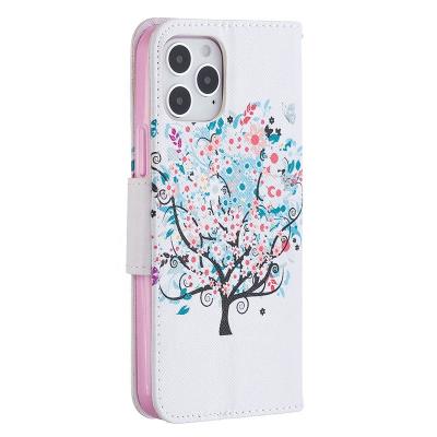 China Amazon Hot Selling Anti-fall Colored Clamshell PU Painting Leather With Card Slots&Stand Cell Phone Case For I Phone for sale