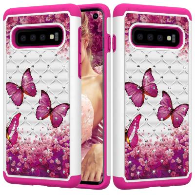 China Hot Selling Anti-fall Butterfly Owl Colored Painting Diamond Studded TPU Soft Sublimation a12 s21 Cell Phone Case For Samsung Galaxy for sale