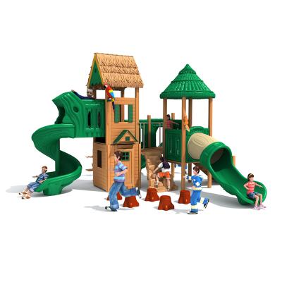 China 3-12 Years Old Kids Popular Wooden Outdoor Playground Multiple Projects Slide Equipment for sale