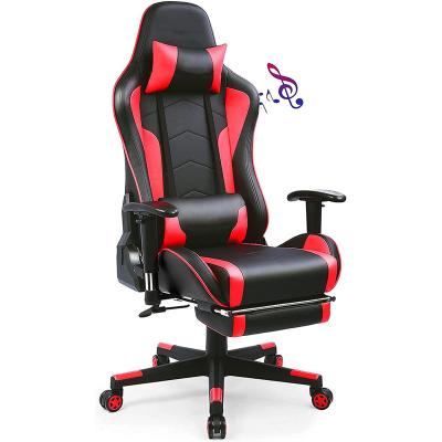 China Convertible Gaming Chair With Speakers Music Video Gaming Chair Audio Ergonomic Design Heavy Duty Computer Chair for sale